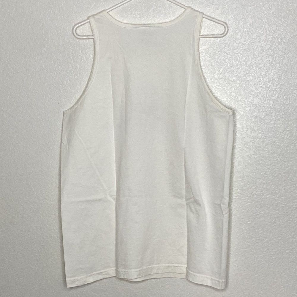 AAA Men’s 100% Thick Cotton Cream Tank Top with Print Size L NWOT - Picture 4 of 4
